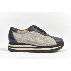 4610H - Cuir/Lin - NAVY