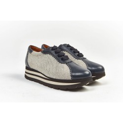 4610H - Cuir/Lin - NAVY